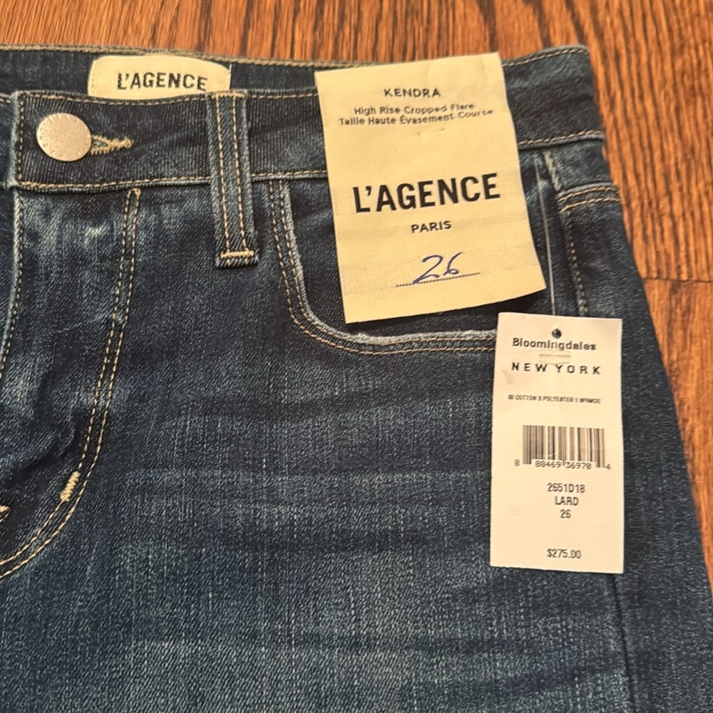 L’Agence Jeans size 26 Kendra High Rise Cropped Flare NWT $275 Lard